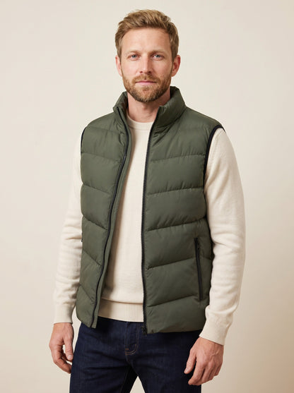 Men's Padded Gilet – Army Green – on model