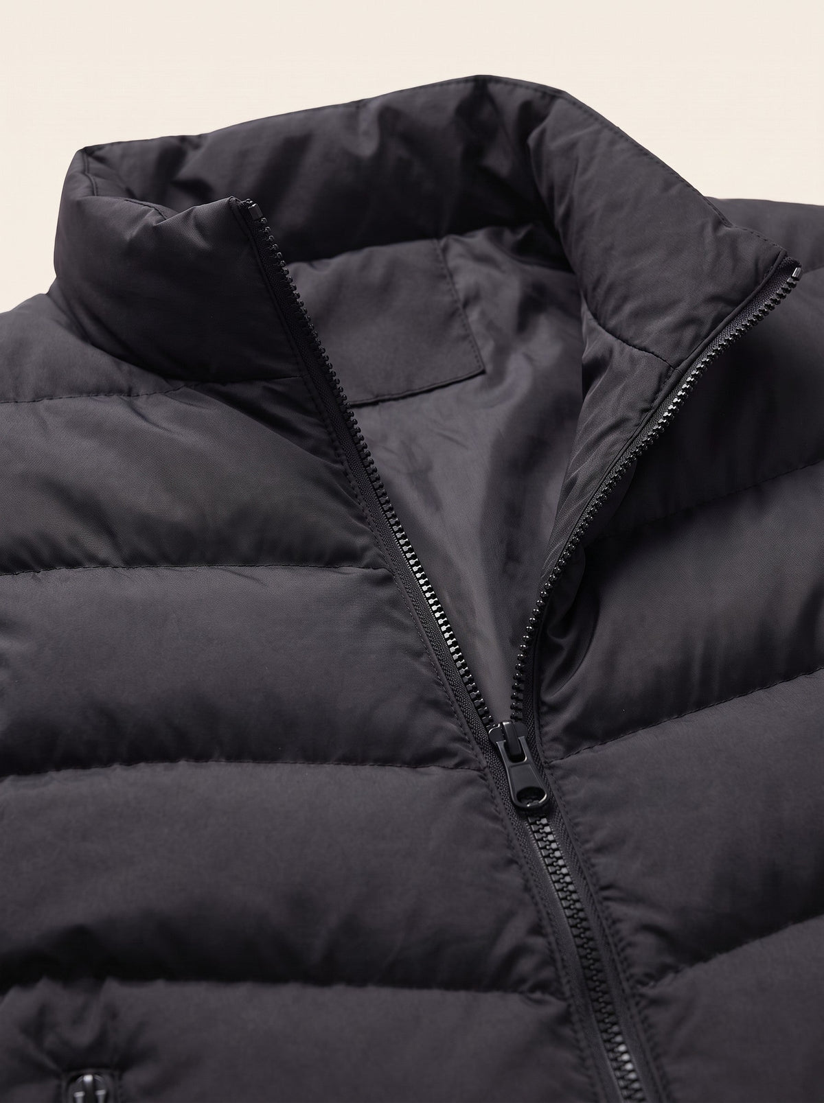 Men's Padded Gilet – Black – stand collar, zip and quilting detail
