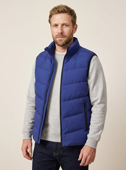Men's Padded Gilet – Blue – on model
