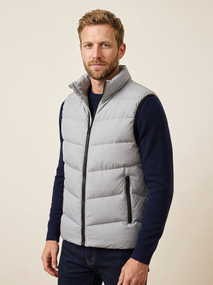 Men's Padded Gilet – Grey – on model