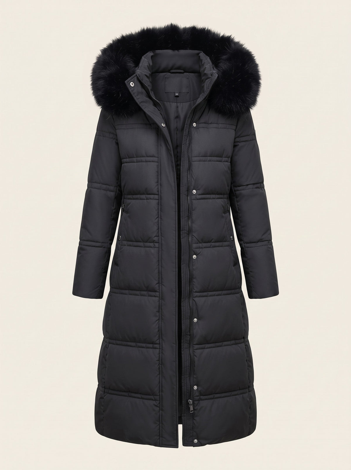 Women's Hooded Parka Jacket – Black – front packshot