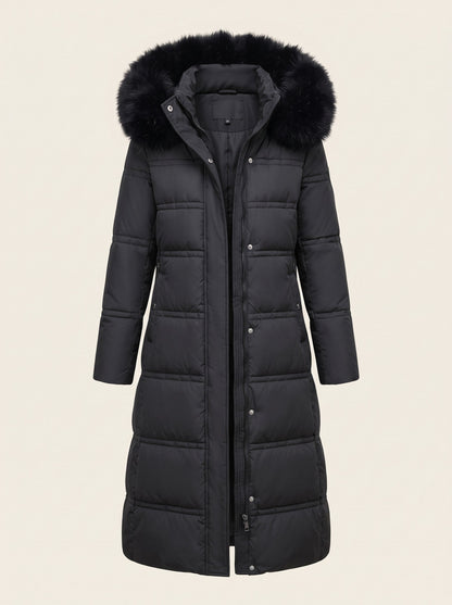 Women's Hooded Parka Jacket – Black – front packshot