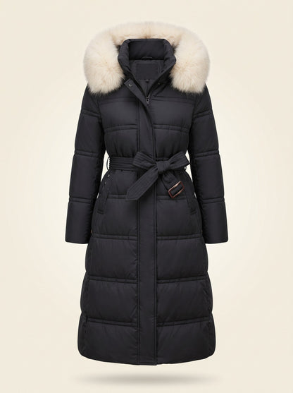 Women's Hooded Parka Jacket – Black/White – front packshot