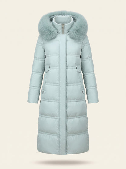 Women's Hooded Parka Jacket – Blue – front packshot