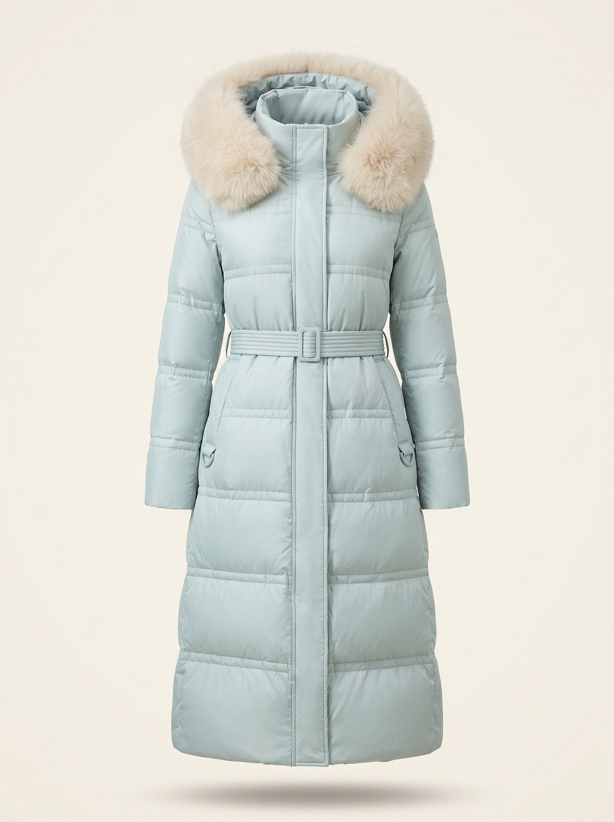 Women's Hooded Parka Jacket – Blue/White – front packshot