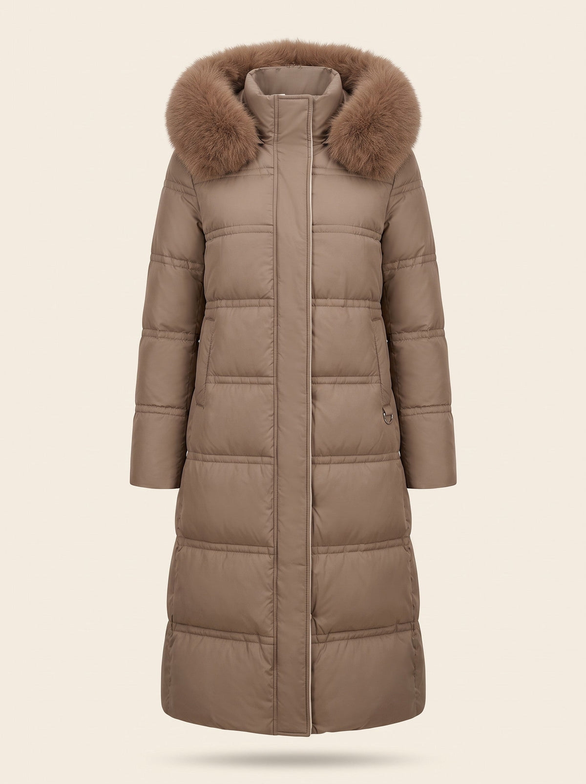 Women's Hooded Parka Jacket – Brown – front packshot