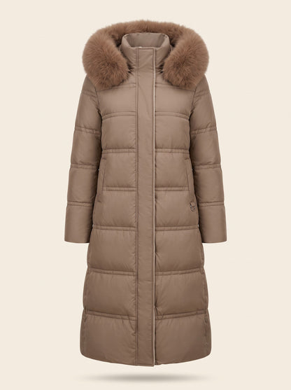 Women's Hooded Parka Jacket – Brown – front packshot