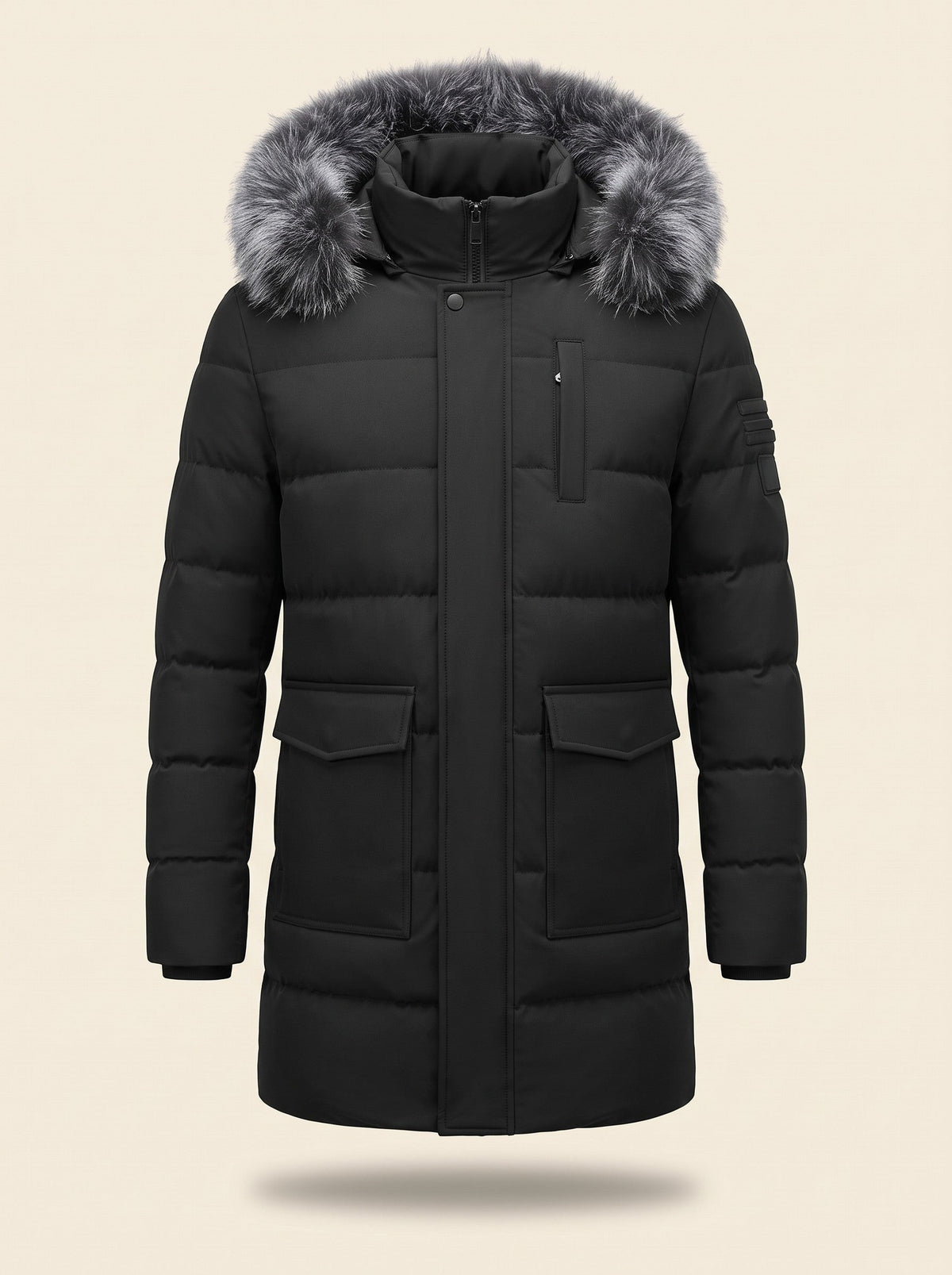 Men's Winter Parka with Adjustable Hood – Black – front packshot