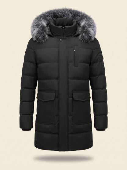 Men's Winter Parka with Adjustable Hood – Black – front packshot