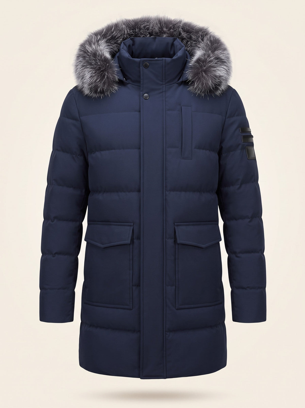 Men's Winter Parka with Adjustable Hood – Dark Blue – front packshot
