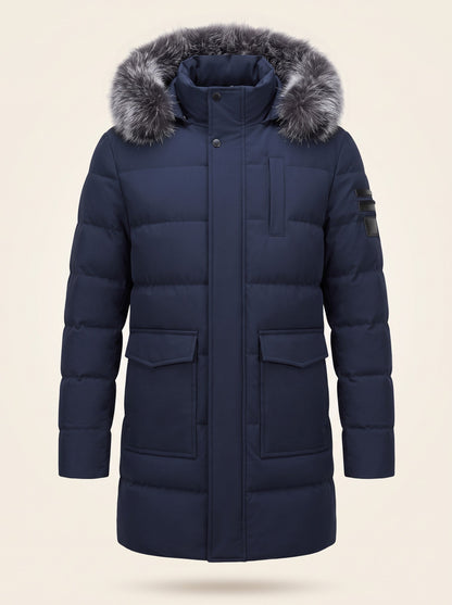 Men's Winter Parka with Adjustable Hood – Dark Blue – front packshot