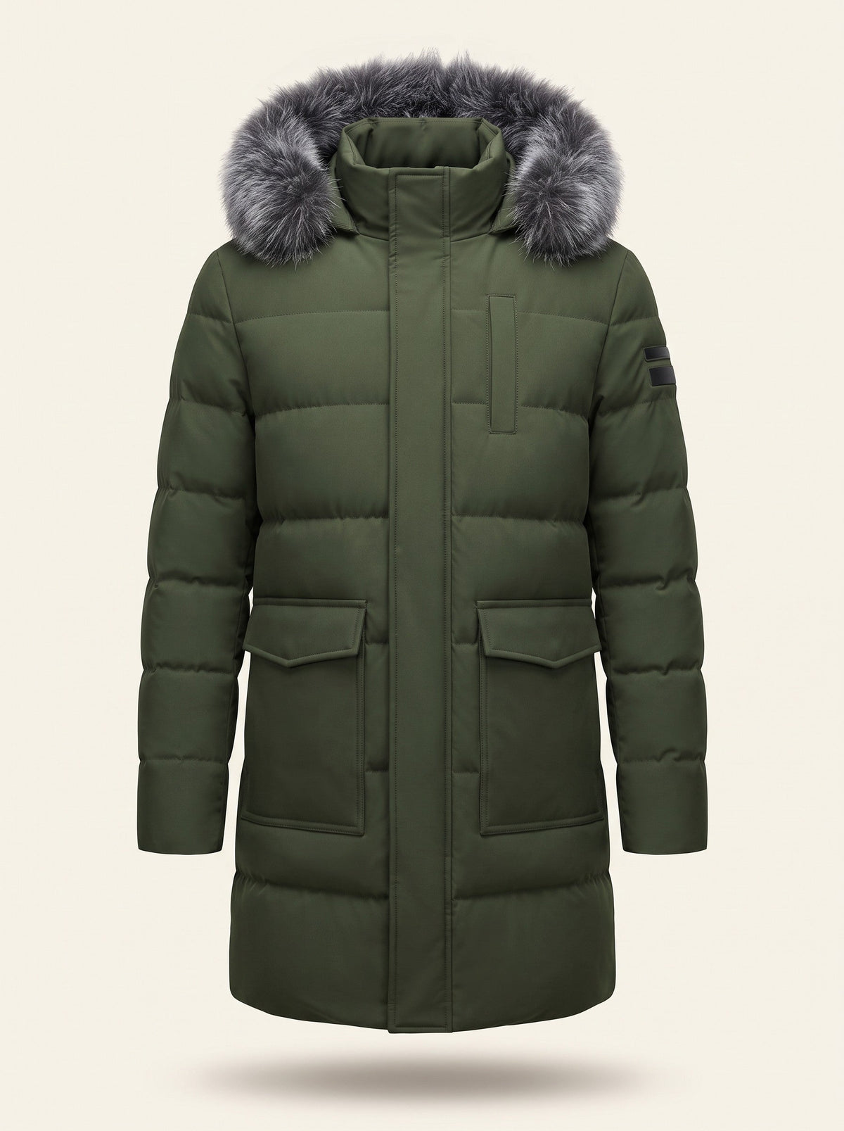 Men's Winter Parka with Adjustable Hood – Army Green – front packshot