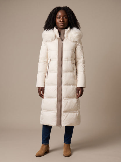 Women's Hooded Parka Jacket – White – on model