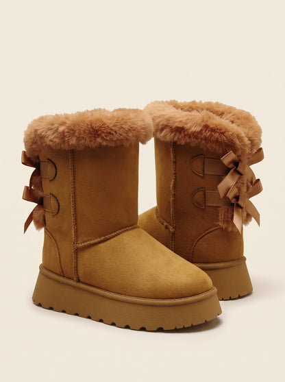 Women's Platform Snow Boots – Camel – pair, 3/4 view