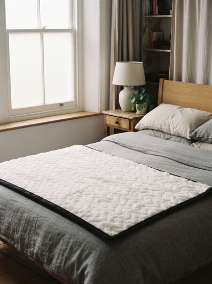 Plush Fleece Blanket – White – on bed