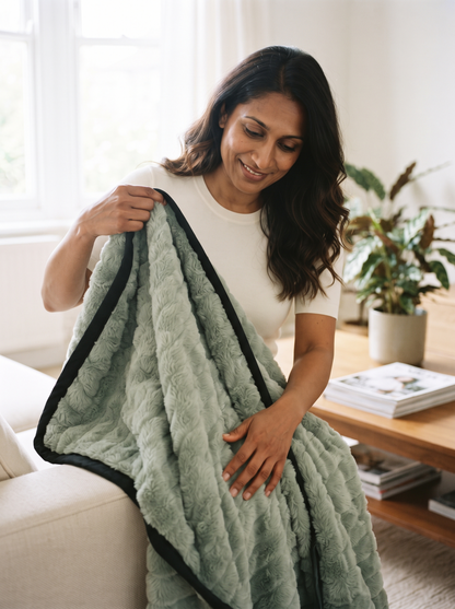 Plush Fleece Blanket – Green – lifestyle