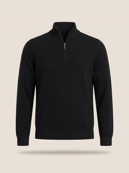 Men's Quarter Zip Jumper – Black – packshot