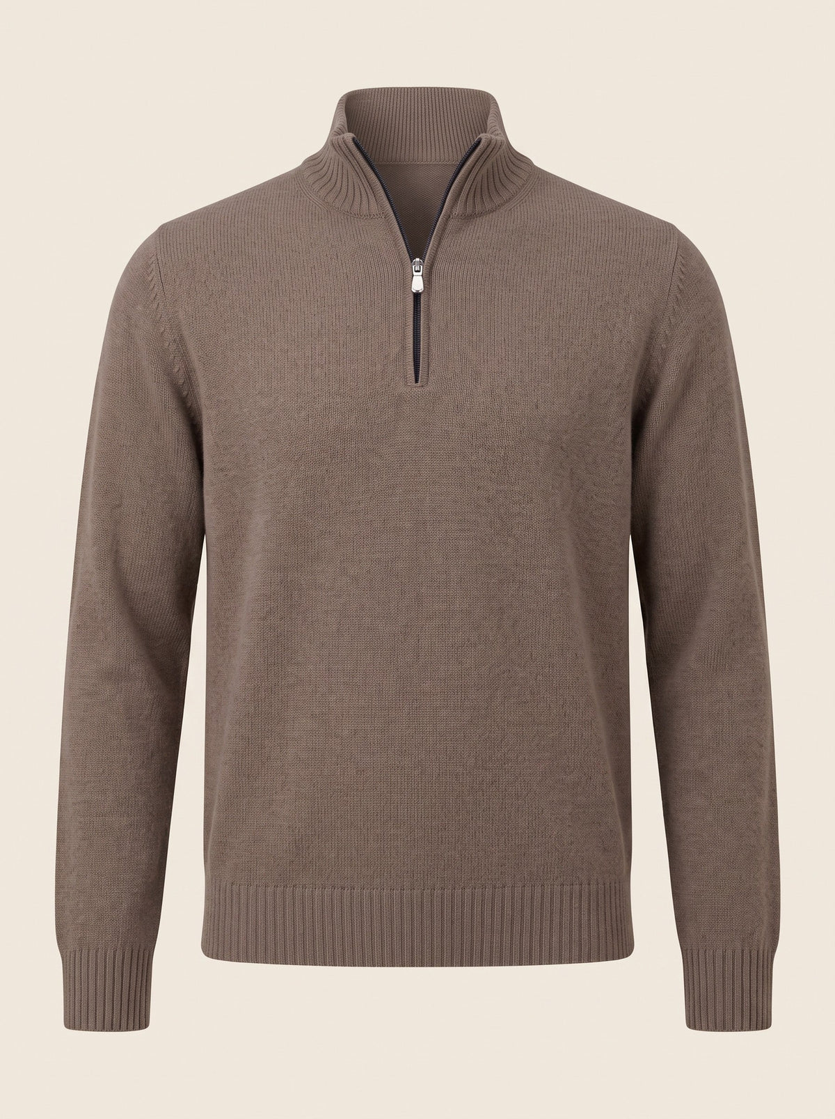 Men's Quarter Zip Jumper – Brown – packshot
