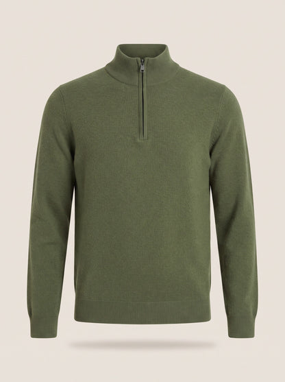 Men's Quarter Zip Jumper – Dark Green – packshot