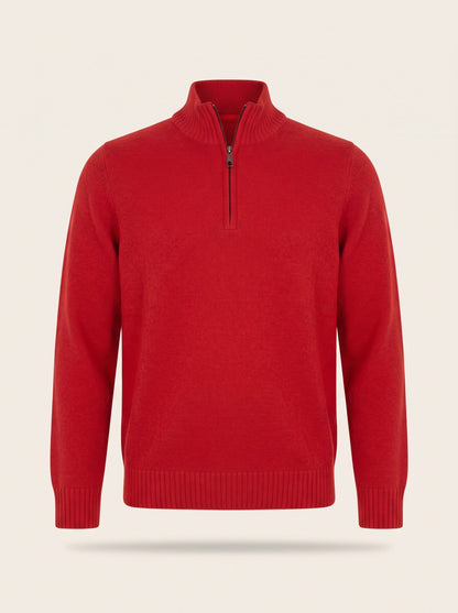 Men's Quarter Zip Jumper – Red – packshot