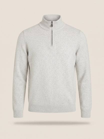 Men's Quarter Zip Jumper – White – packshot