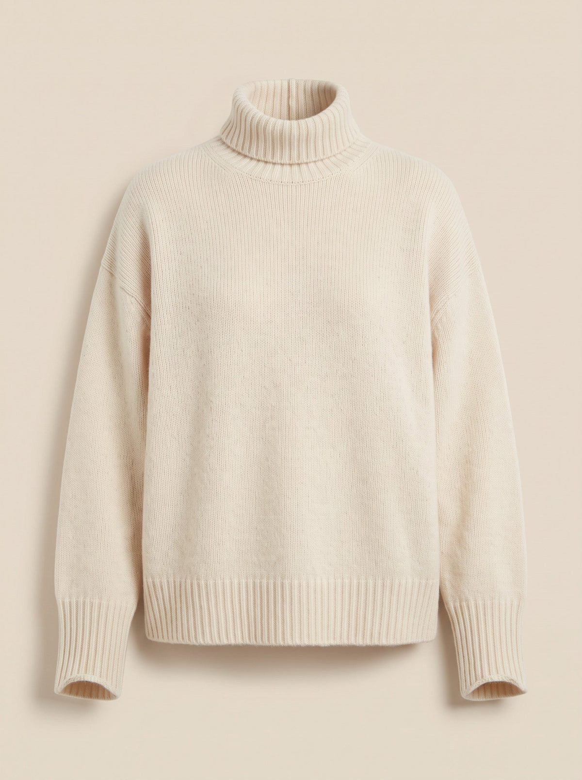 Women's Roll Neck Jumper – Beige – front packshot