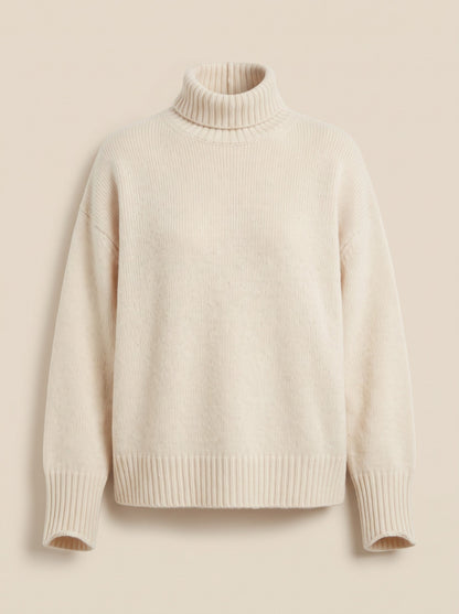 Women's Roll Neck Jumper – Beige – front packshot