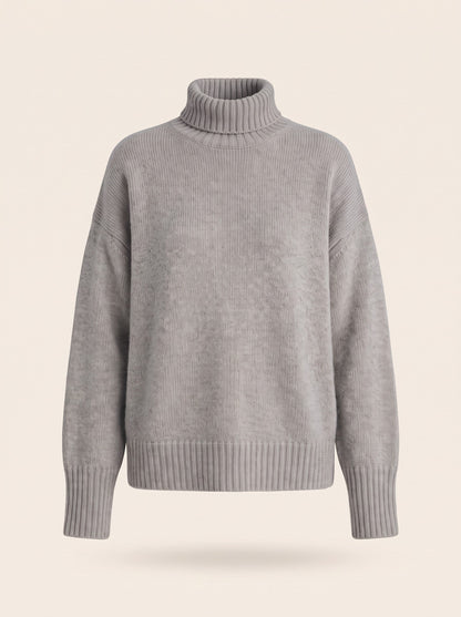 Women's Roll Neck Jumper – Grey – front packshot