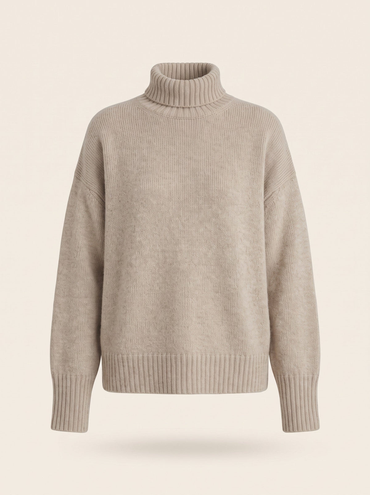 Women's Roll Neck Jumper – Khaki – front packshot