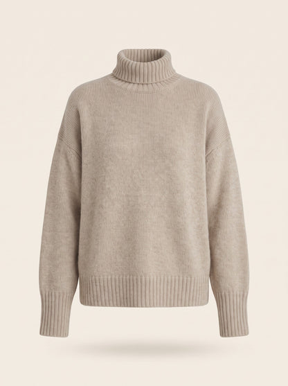 Women's Roll Neck Jumper – Khaki – front packshot