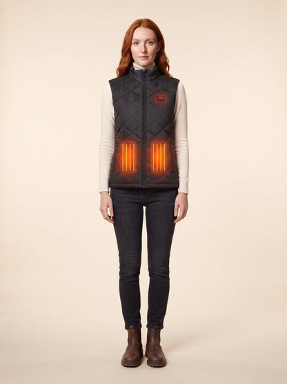 Women's Heated Quilted Gilet – on model, heating on