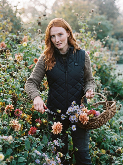 Women's Heated Quilted Gilet – Black – lifestyle