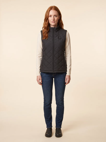 Women's Heated Quilted Gilet – Black – on model