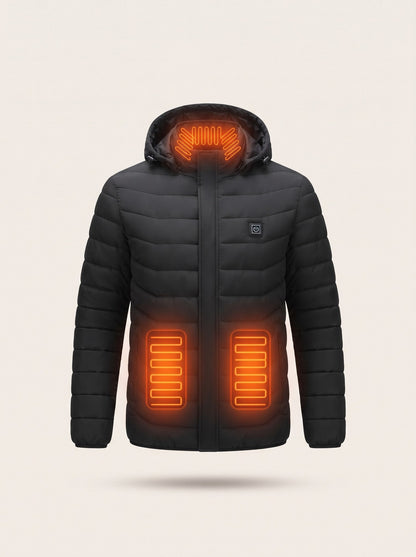 Heated Hooded Puffer Jacket – heating on