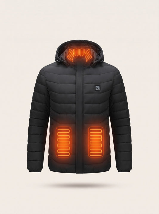 Heated Hooded Puffer Jacket – heating on