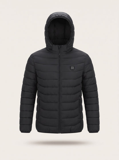 Heated Hooded Puffer Jacket – Black – packshot