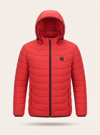 Heated Hooded Puffer Jacket – Red – packshot
