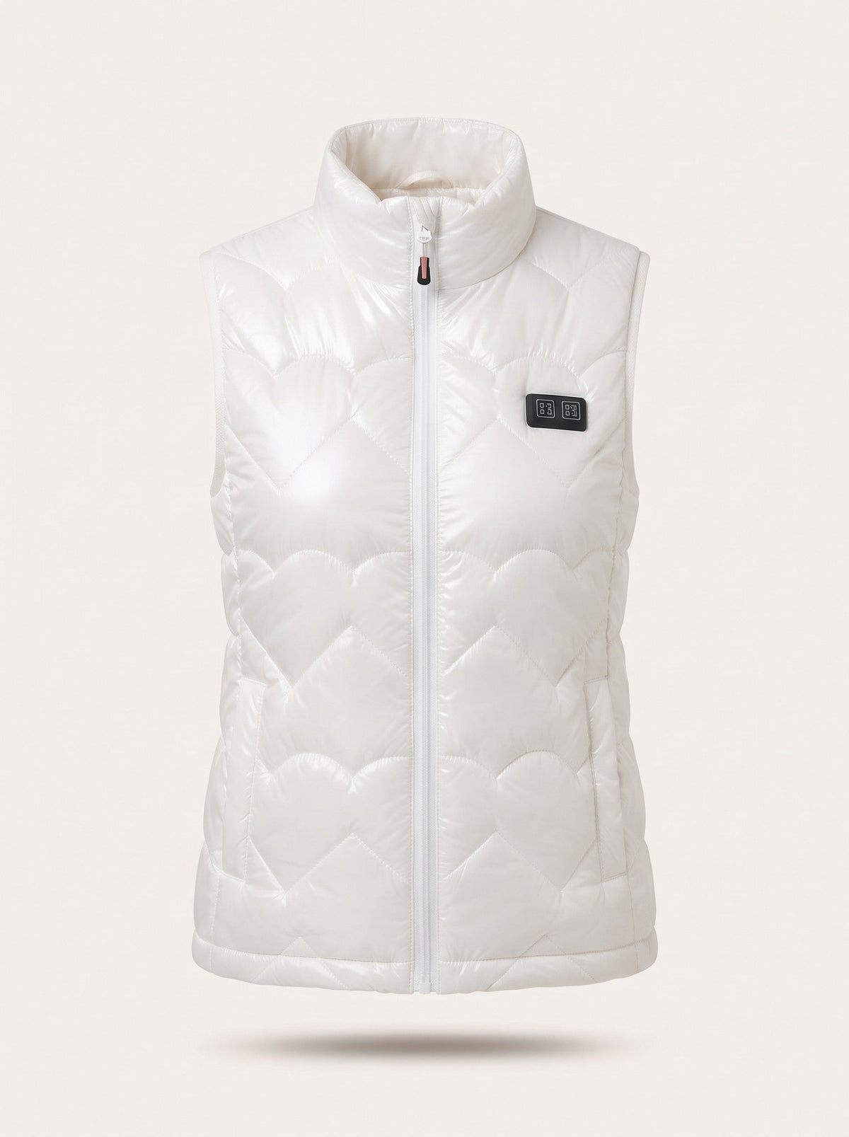 Women's Heated Glossy Puffer Gilet – White – packshot