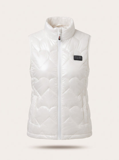 Women's Heated Glossy Puffer Gilet – White – packshot
