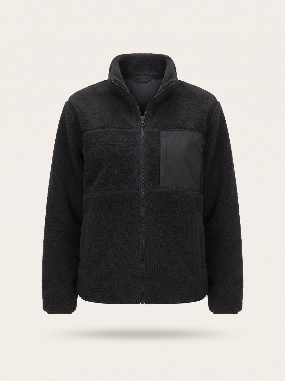 Women's Heated Sherpa Fleece Jacket – Black – packshot