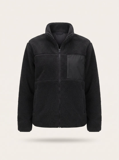 Women's Heated Sherpa Fleece Jacket – Black – packshot