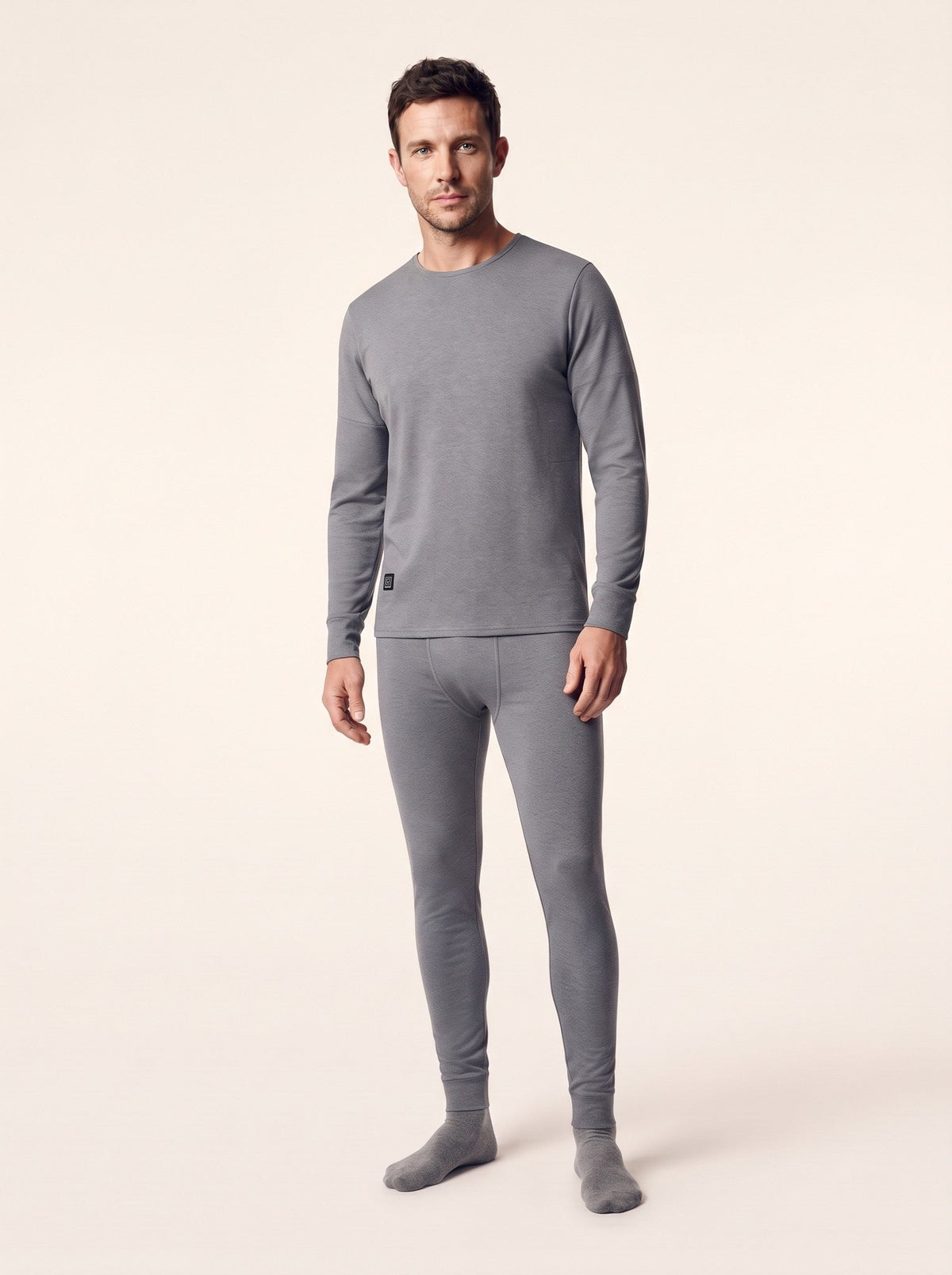 Heated Thermal Underwear Set – Grey – on model