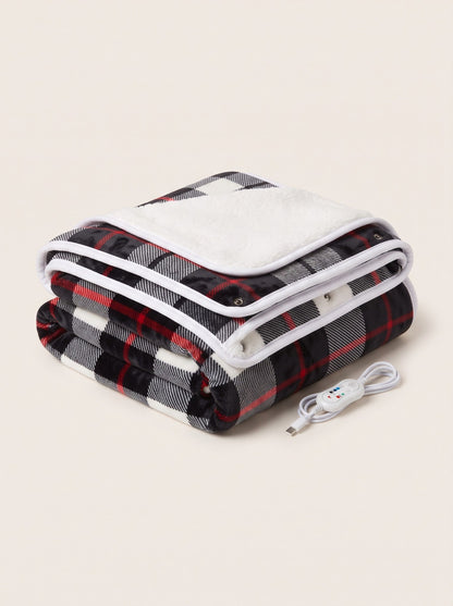 USB Heated Wearable Tartan Throw – Red Tartan – packshot