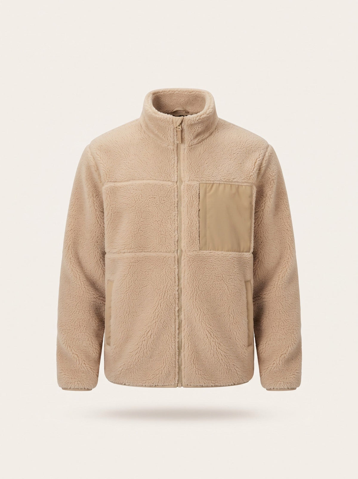 Men's Heated Sherpa Fleece Jacket – Beige – packshot
