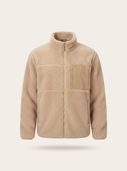 Men's Heated Sherpa Fleece Jacket – Beige – packshot