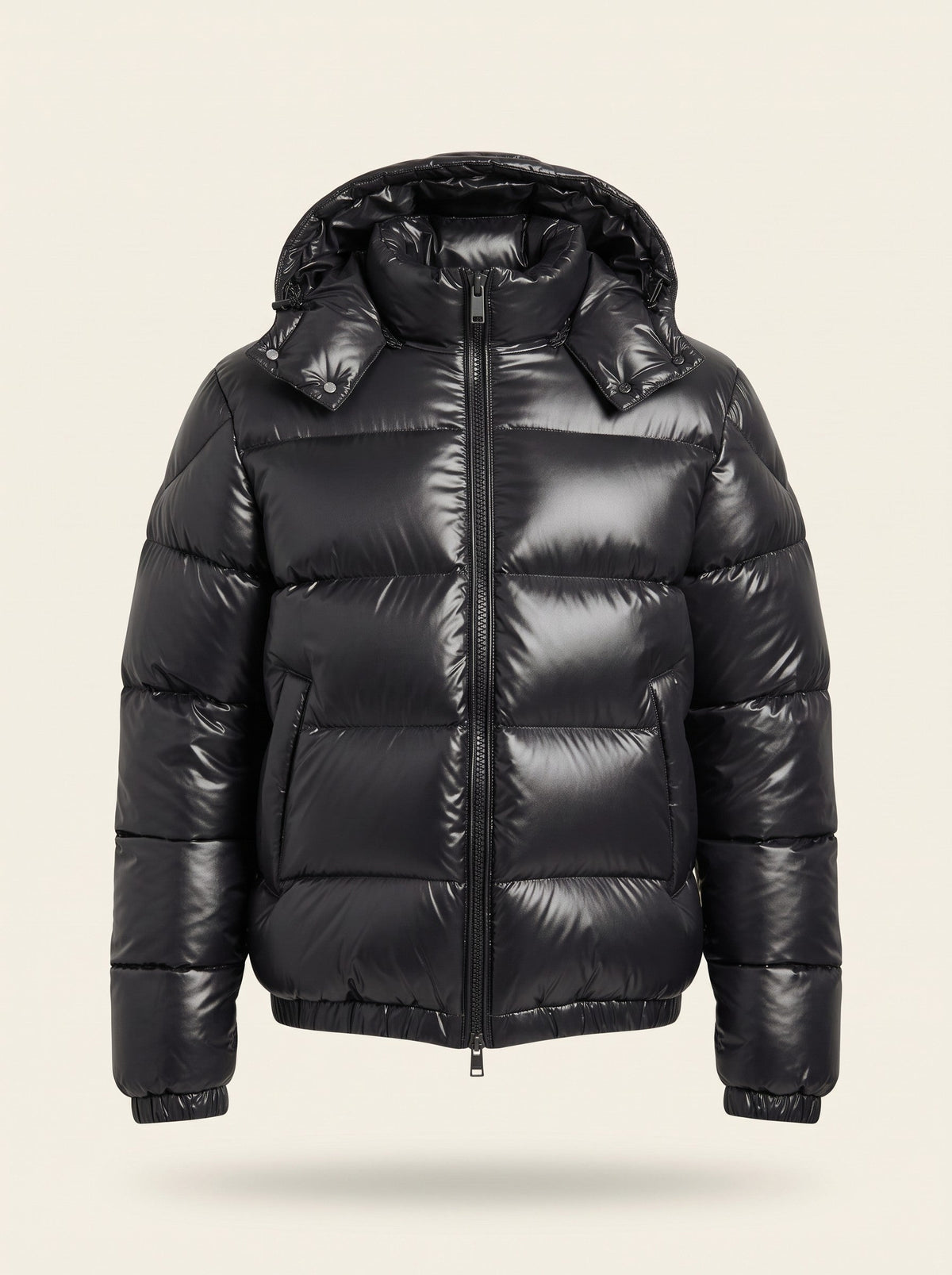 Men's Sherpa Lined Puffer Jacket – Black – front packshot
