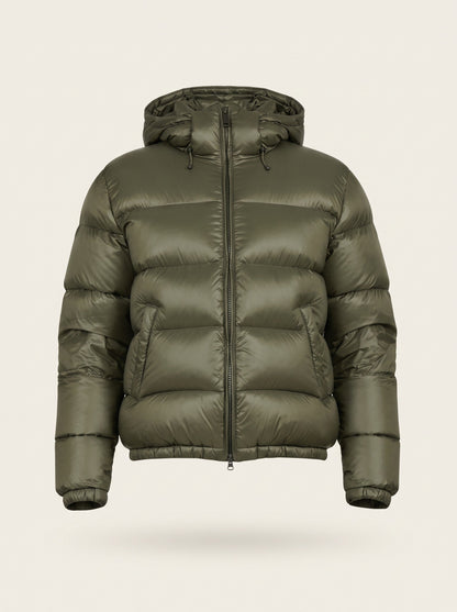 Men's Sherpa Lined Puffer Jacket – Green – front packshot