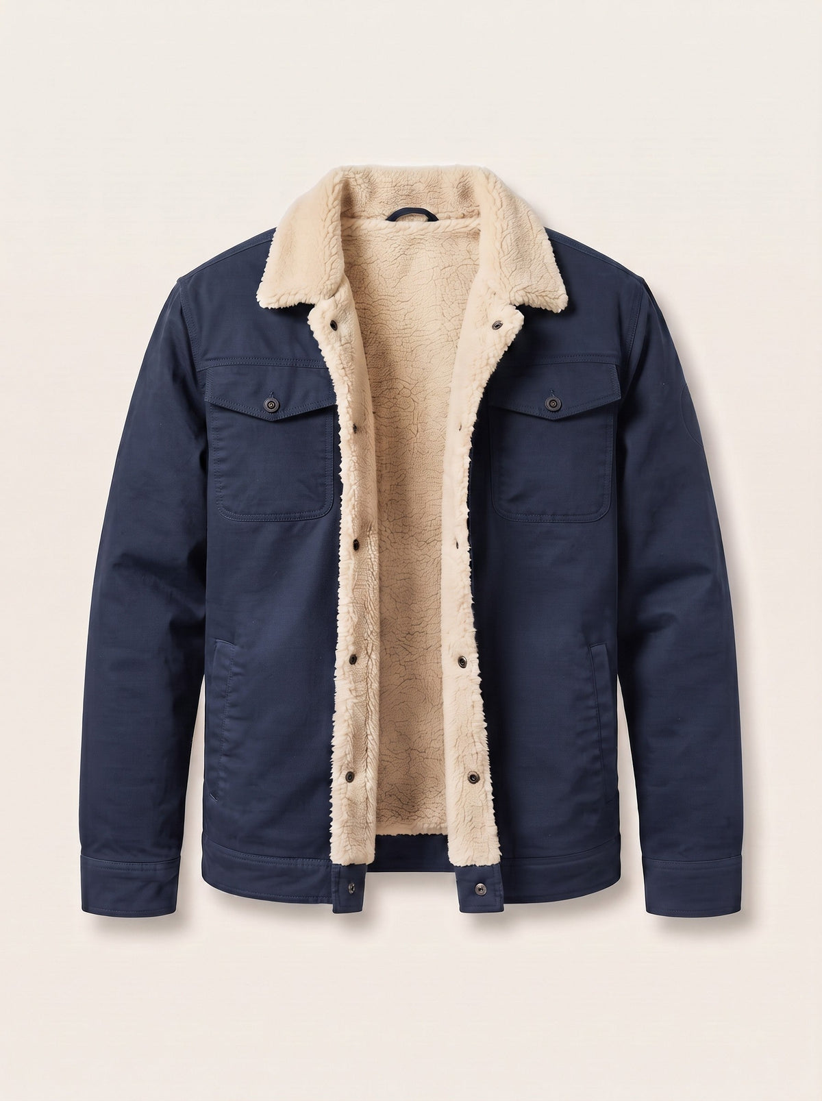 Men's Sherpa Lined Trucker Jacket – Dark Blue – packshot