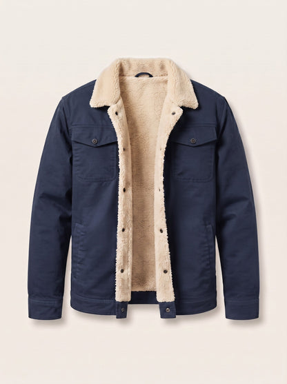 Men's Sherpa Lined Trucker Jacket – Dark Blue – packshot