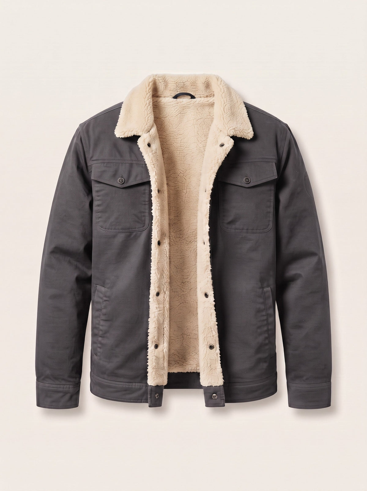 Men's Sherpa Lined Trucker Jacket – Dark Grey – packshot